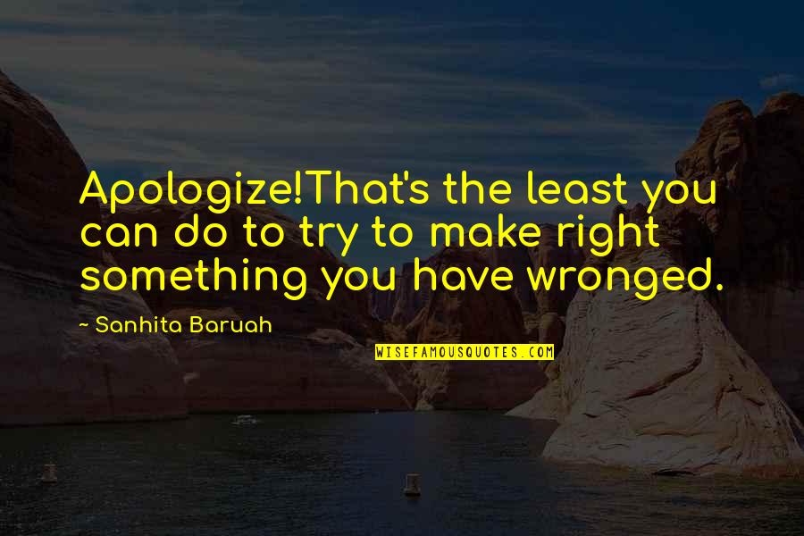 I'm Sorry Hurt You Quotes By Sanhita Baruah: Apologize!That's the least you can do to try