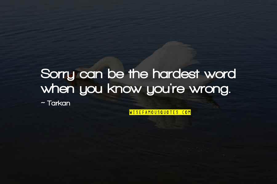 I'm Sorry I Can't Be There Quotes By Tarkan: Sorry can be the hardest word when you