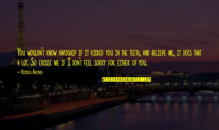 I'm Sorry If I'm Not There For You Quotes By Victoria Aveyard: You wouldn't know hardship if it kicked you