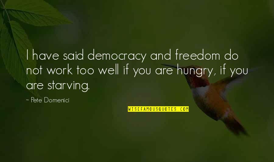 I'm Starving Quotes By Pete Domenici: I have said democracy and freedom do not