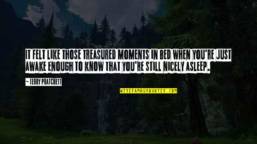 I'm Still Awake Quotes By Terry Pratchett: It felt like those treasured moments in bed