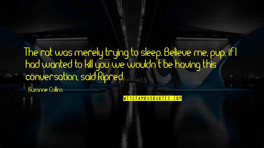 I'm Trying To Sleep Quotes By Suzanne Collins: The rat was merely trying to sleep. Believe