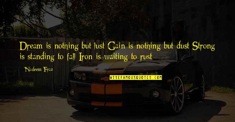 I'm Waiting For Nothing Quotes By Nadeem Fraz: Dream is nothing but lust Gain is nothing