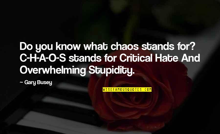 I'm With Busey Quotes By Gary Busey: Do you know what chaos stands for? C-H-A-O-S