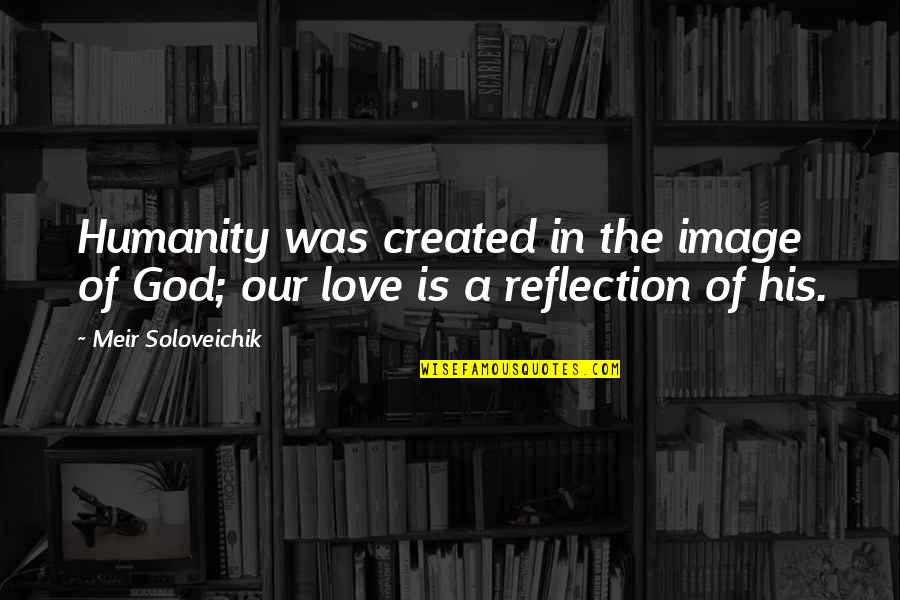 Image Reflection Quotes By Meir Soloveichik: Humanity was created in the image of God;