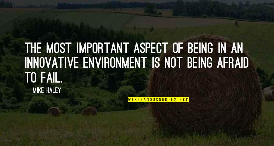 Imagey Quotes By Mike Haley: The most important aspect of being in an