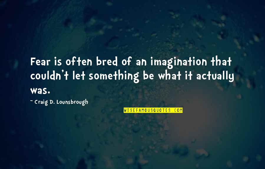 Imagination And Fear Quotes By Craig D. Lounsbrough: Fear is often bred of an imagination that