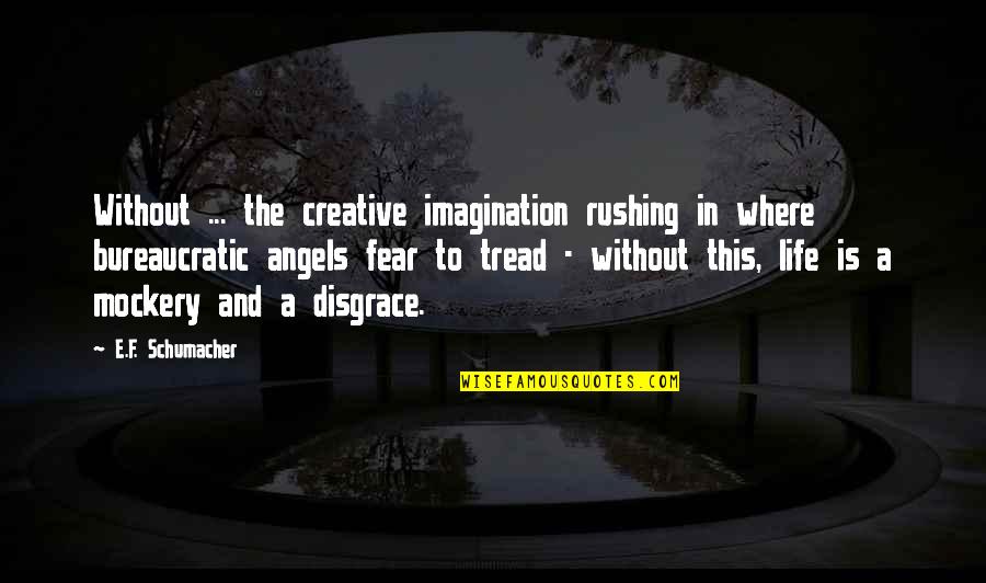 Imagination And Fear Quotes By E.F. Schumacher: Without ... the creative imagination rushing in where