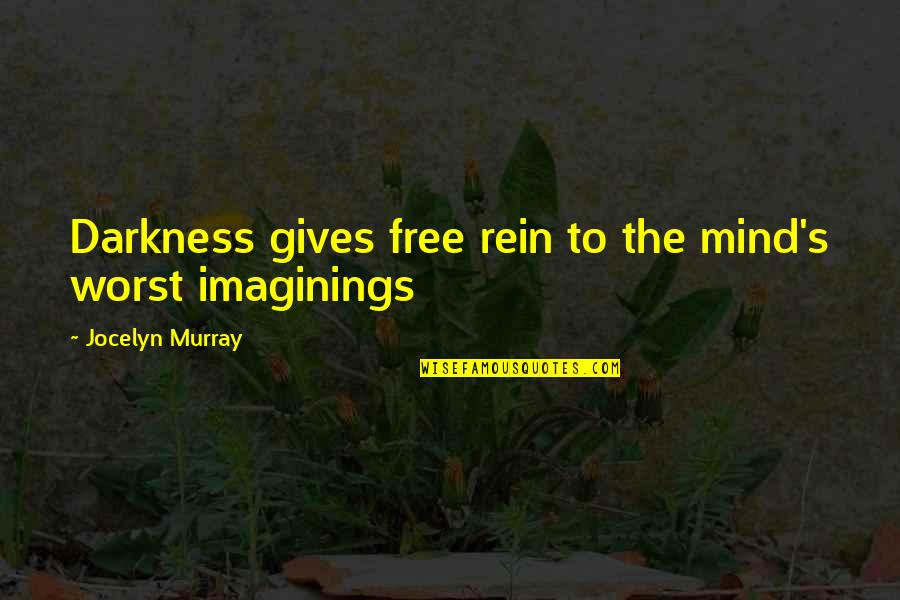 Imagination And Fear Quotes By Jocelyn Murray: Darkness gives free rein to the mind's worst