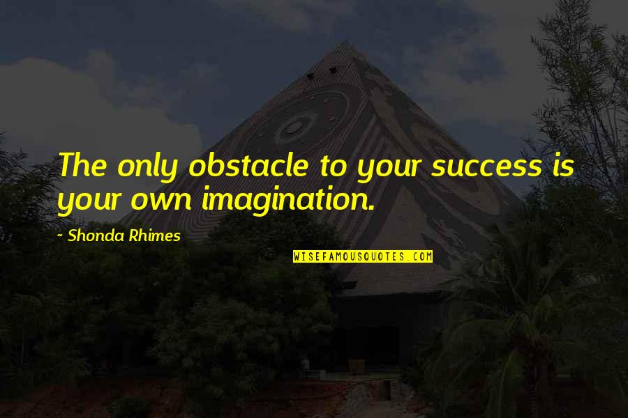 Imagination And Success Quotes By Shonda Rhimes: The only obstacle to your success is your
