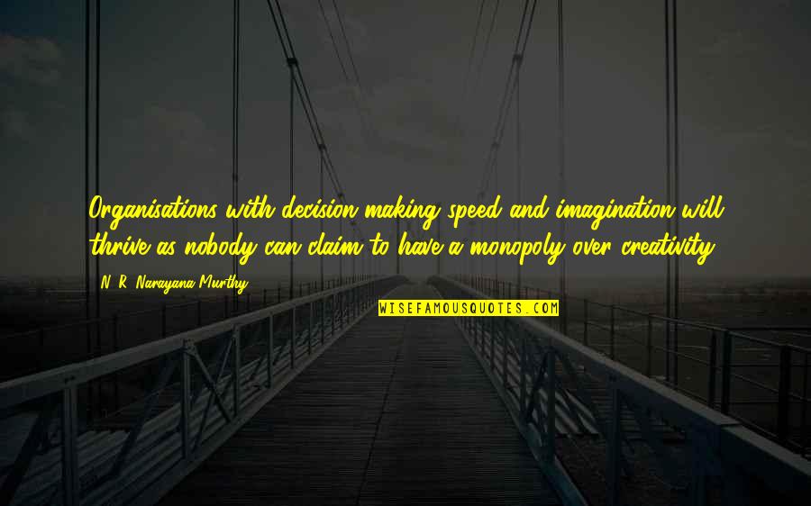 Imagination Creativity Quotes By N. R. Narayana Murthy: Organisations with decision-making speed and imagination will thrive