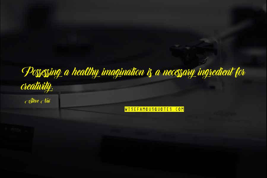 Imagination Creativity Quotes By Steve Vai: Possessing a healthy imagination is a necessary ingredient
