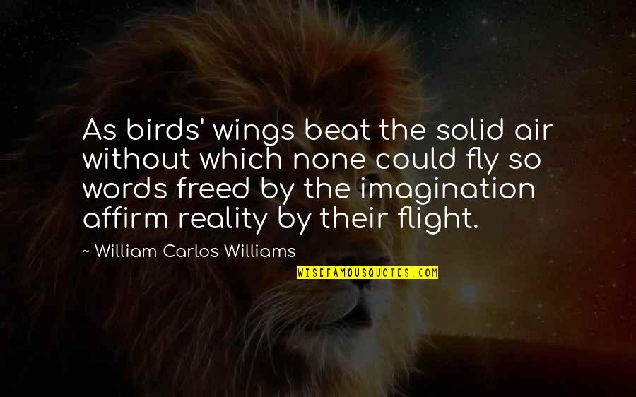 Imagination Reality Quotes By William Carlos Williams: As birds' wings beat the solid air without