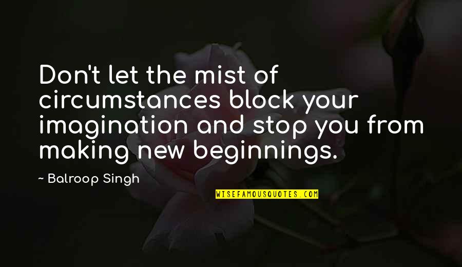Imagination Success Quotes By Balroop Singh: Don't let the mist of circumstances block your
