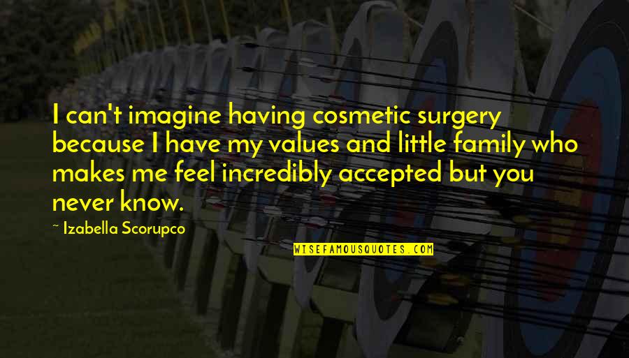 Imagine You & Me Quotes By Izabella Scorupco: I can't imagine having cosmetic surgery because I