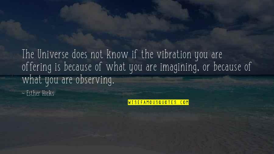 Imagining You Quotes By Esther Hicks: The Universe does not know if the vibration