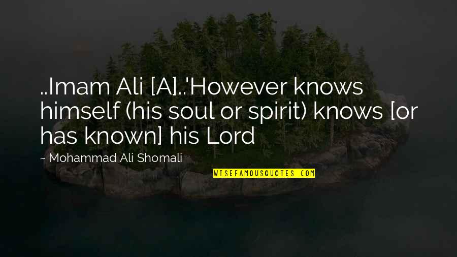 Imam Ali A.s Quotes By Mohammad Ali Shomali: ..Imam Ali [A]..'However knows himself (his soul or