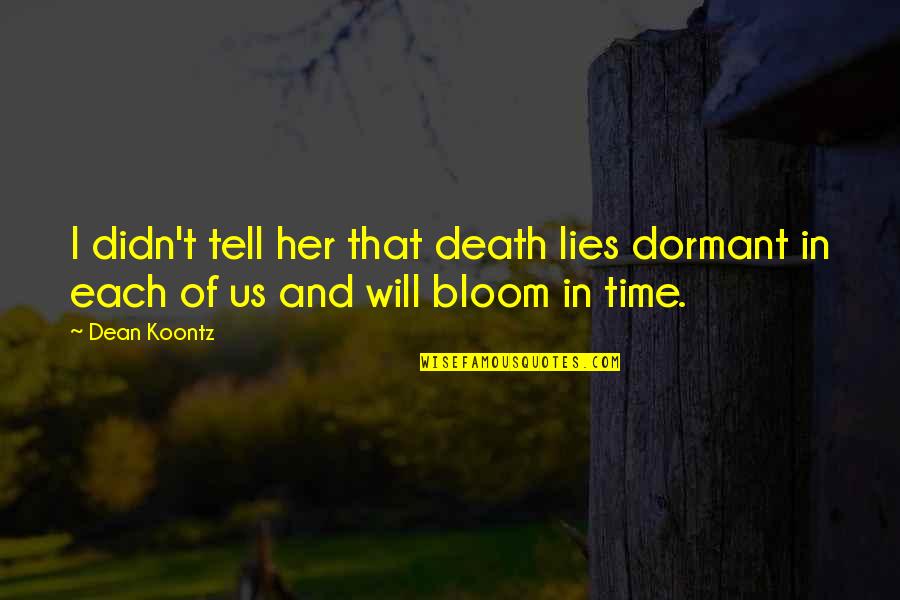 Imam Hambali Quotes By Dean Koontz: I didn't tell her that death lies dormant