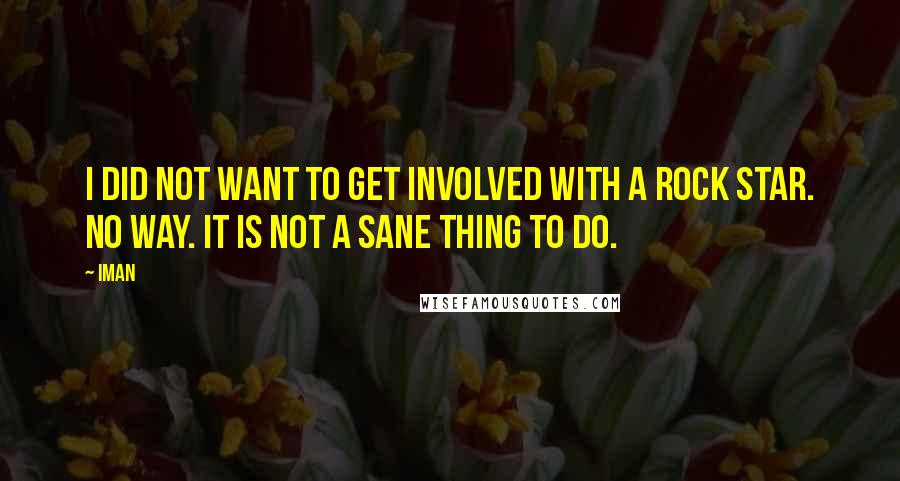 Iman quotes: I did not want to get involved with a rock star. No way. It is not a sane thing to do.