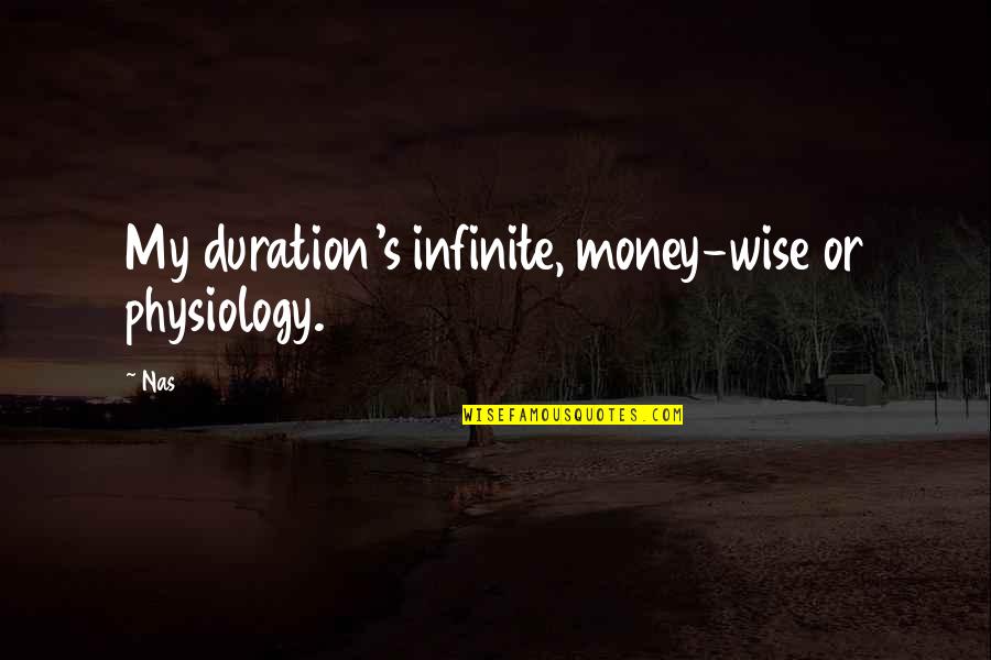 Imbiancatura Quotes By Nas: My duration's infinite, money-wise or physiology.