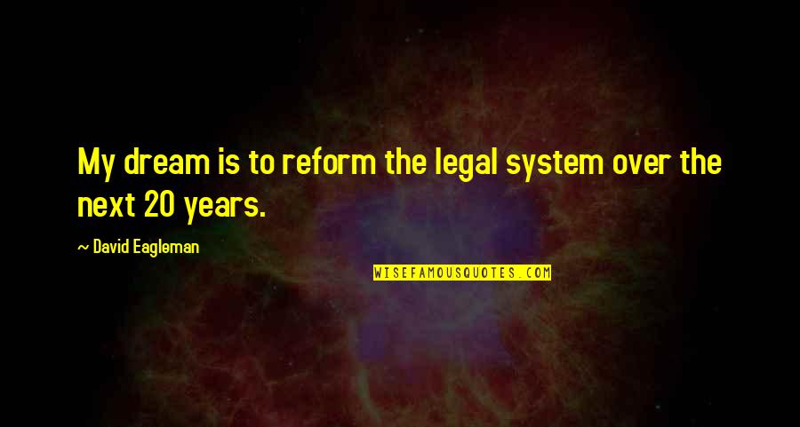 Imbittering Quotes By David Eagleman: My dream is to reform the legal system