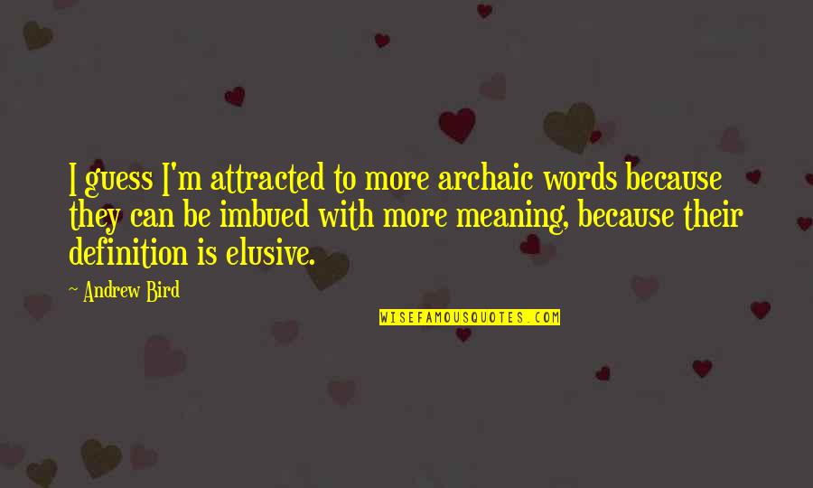 Imbued Quotes By Andrew Bird: I guess I'm attracted to more archaic words