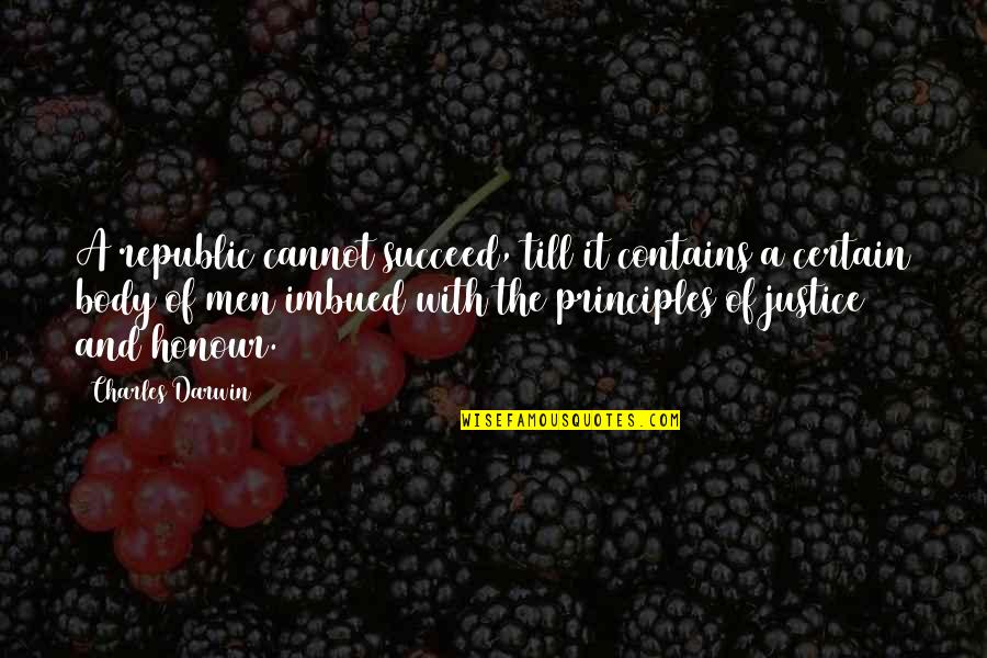 Imbued Quotes By Charles Darwin: A republic cannot succeed, till it contains a