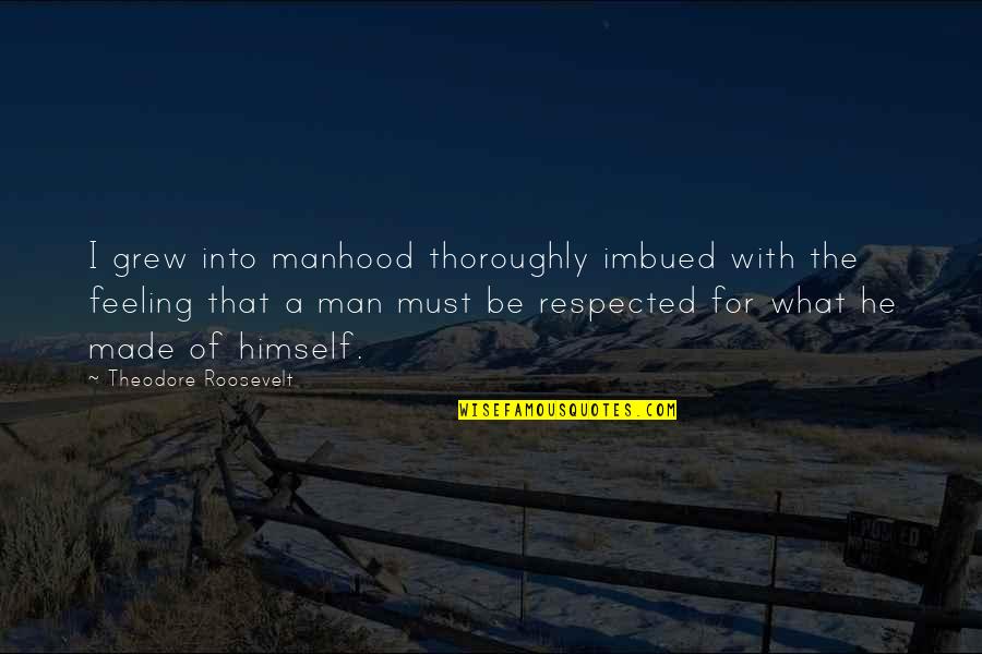 Imbued Quotes By Theodore Roosevelt: I grew into manhood thoroughly imbued with the Imbued Quotes By Theodore Roosevelt: I grew into manhood thoroughly imbued with the