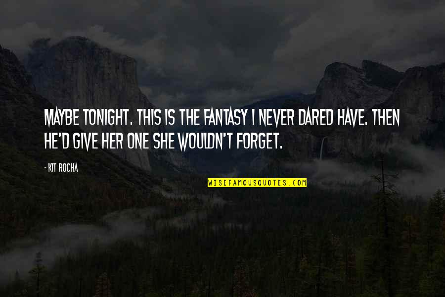 Imeson Trailhead Quotes By Kit Rocha: Maybe tonight. This is the fantasy I never Imeson Trailhead Quotes By Kit Rocha: Maybe tonight. This is the fantasy I never
