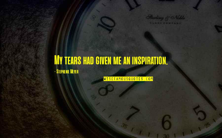 Imladris Quotes By Stephenie Meyer: My tears had given me an inspiration.