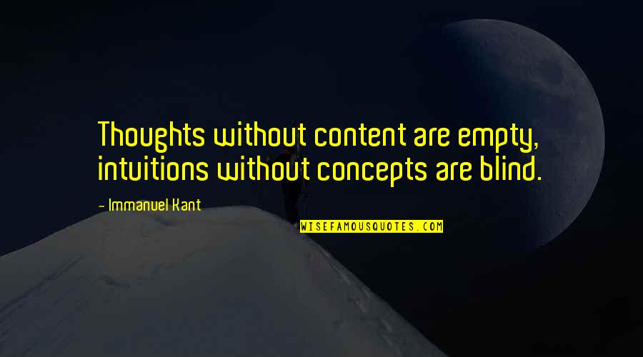 Immanuel Kant Quotes By Immanuel Kant: Thoughts without content are empty, intuitions without concepts