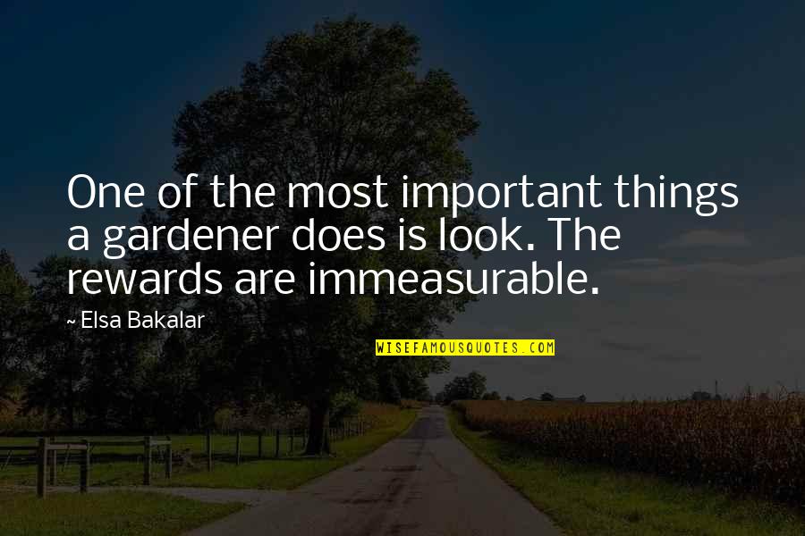 Immeasurable Quotes By Elsa Bakalar: One of the most important things a gardener