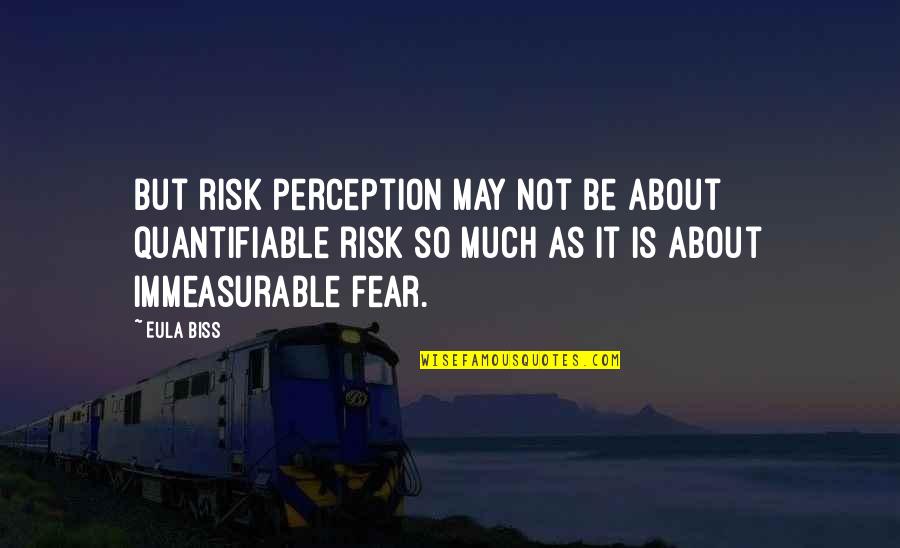 Immeasurable Quotes By Eula Biss: But risk perception may not be about quantifiable