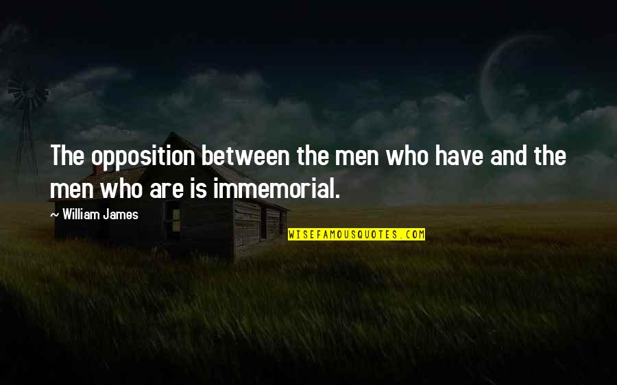 Immemorial Quotes By William James: The opposition between the men who have and