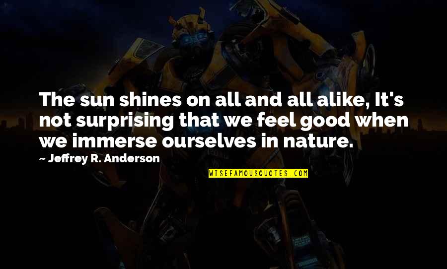 Immerse In Nature Quotes By Jeffrey R. Anderson: The sun shines on all and all alike, Immerse In Nature Quotes By Jeffrey R. Anderson: The sun shines on all and all alike,