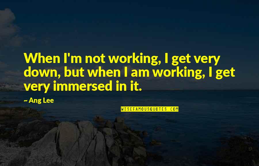 Immersed Quotes By Ang Lee: When I'm not working, I get very down,