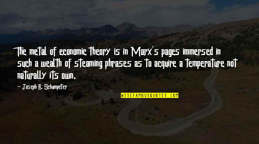Immersed Quotes By Joseph A. Schumpeter: The metal of economic theory is in Marx's