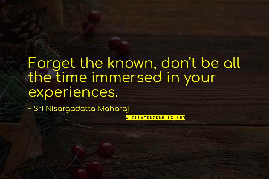 Immersed Quotes By Sri Nisargadatta Maharaj: Forget the known, don't be all the time