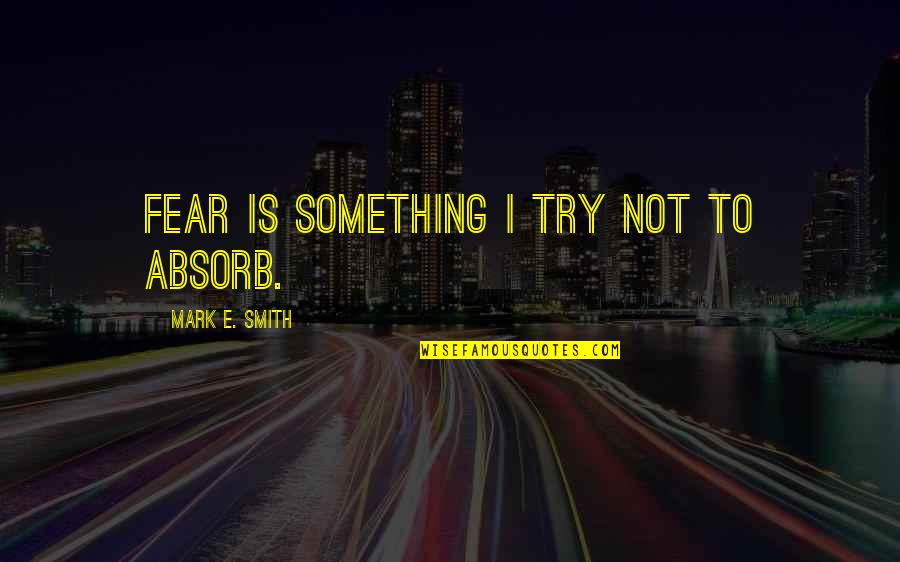 Immersionrc Quotes By Mark E. Smith: Fear is something I try not to absorb.