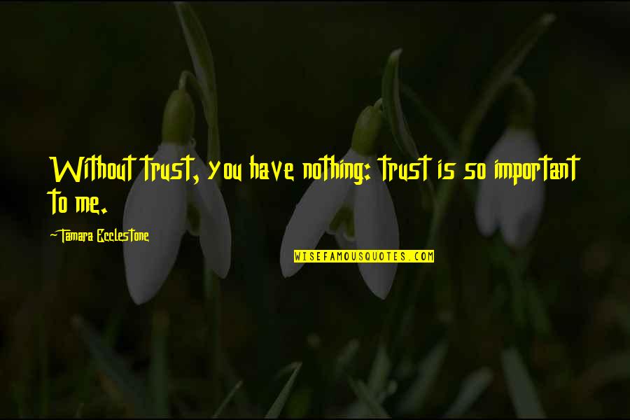Immigrant Assimilation Quotes By Tamara Ecclestone: Without trust, you have nothing: trust is so