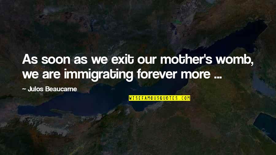 Immigrating To The Us Quotes By Julos Beaucarne: As soon as we exit our mother's womb,