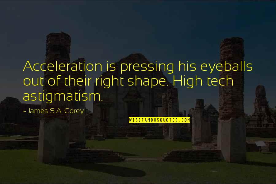 Immiscible Examples Quotes By James S.A. Corey: Acceleration is pressing his eyeballs out of their