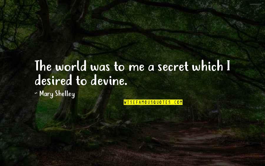 Immortalfor Quotes By Mary Shelley: The world was to me a secret which