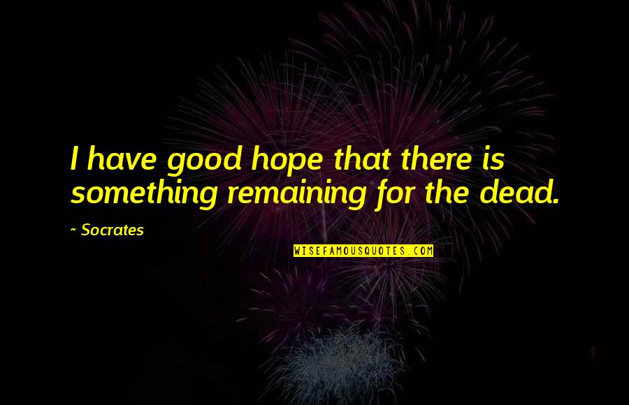 Immortality Quotes By Socrates: I have good hope that there is something