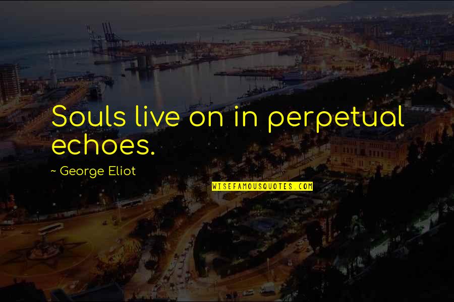 Immortality's Quotes By George Eliot: Souls live on in perpetual echoes. Immortality's Quotes By George Eliot: Souls live on in perpetual echoes.