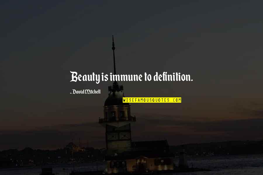 Immune Quotes By David Mitchell: Beauty is immune to definition.