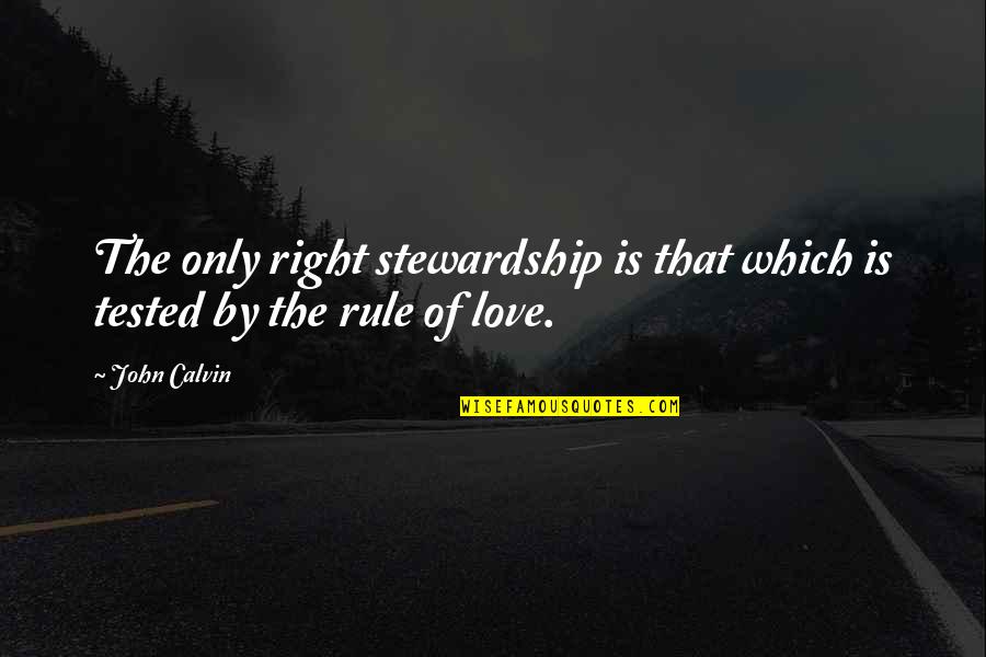 Impaneled Quotes By John Calvin: The only right stewardship is that which is