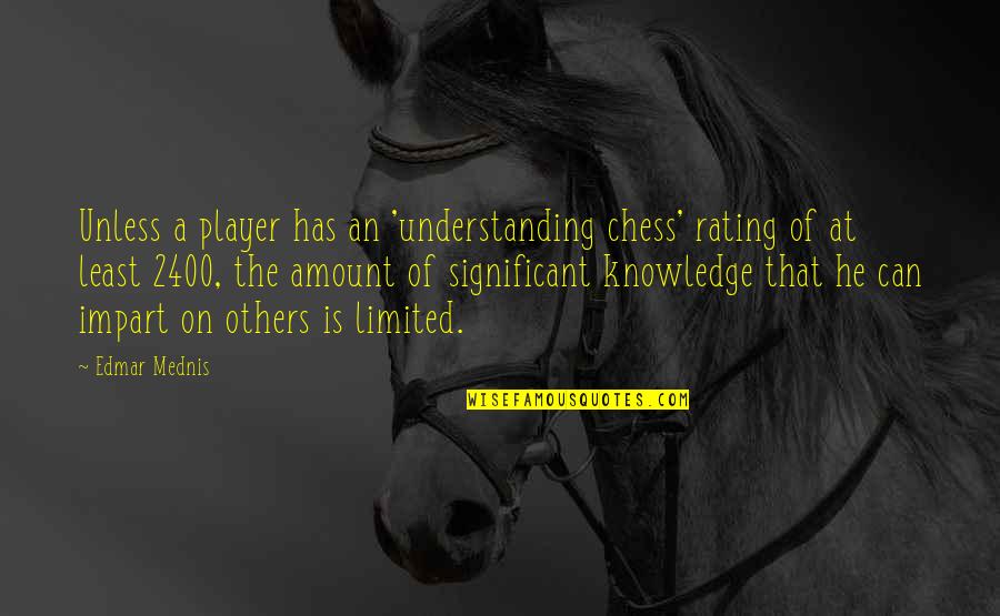 Impart Quotes By Edmar Mednis: Unless a player has an 'understanding chess' rating