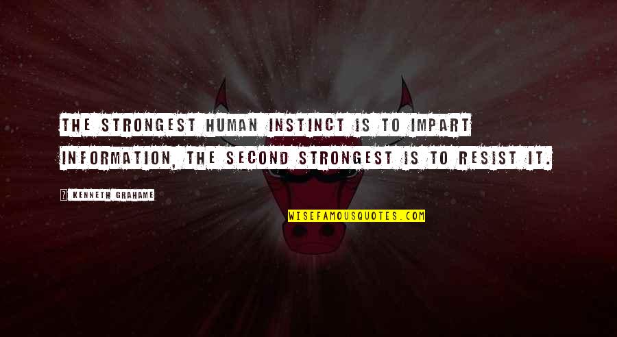 Impart Quotes By Kenneth Grahame: The strongest human instinct is to impart information,