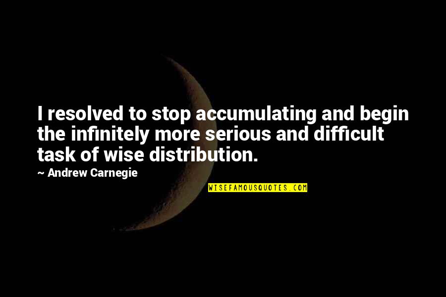 Impartation In The Bible Quotes By Andrew Carnegie: I resolved to stop accumulating and begin the